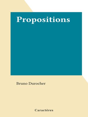 cover image of Propositions